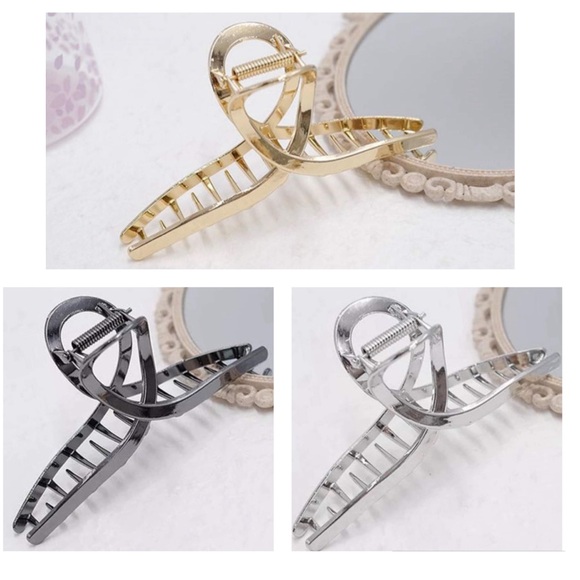Lot of 3 Metal Large Hair Claw Clips in Gold, Silver, and Gunmetal NWOT - Picture 1 of 4